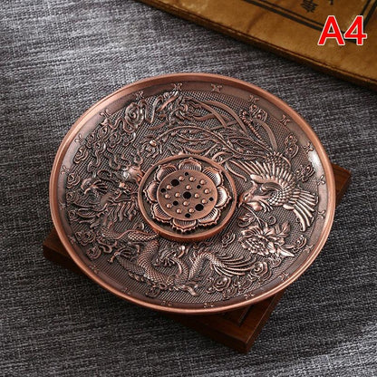 Retro Incense Holder Metal Dragon And Phoenix Lotus Incense Burners For Incense Sticks Cone Censer Plate Buddhism Home Decor - petguardiansupplies