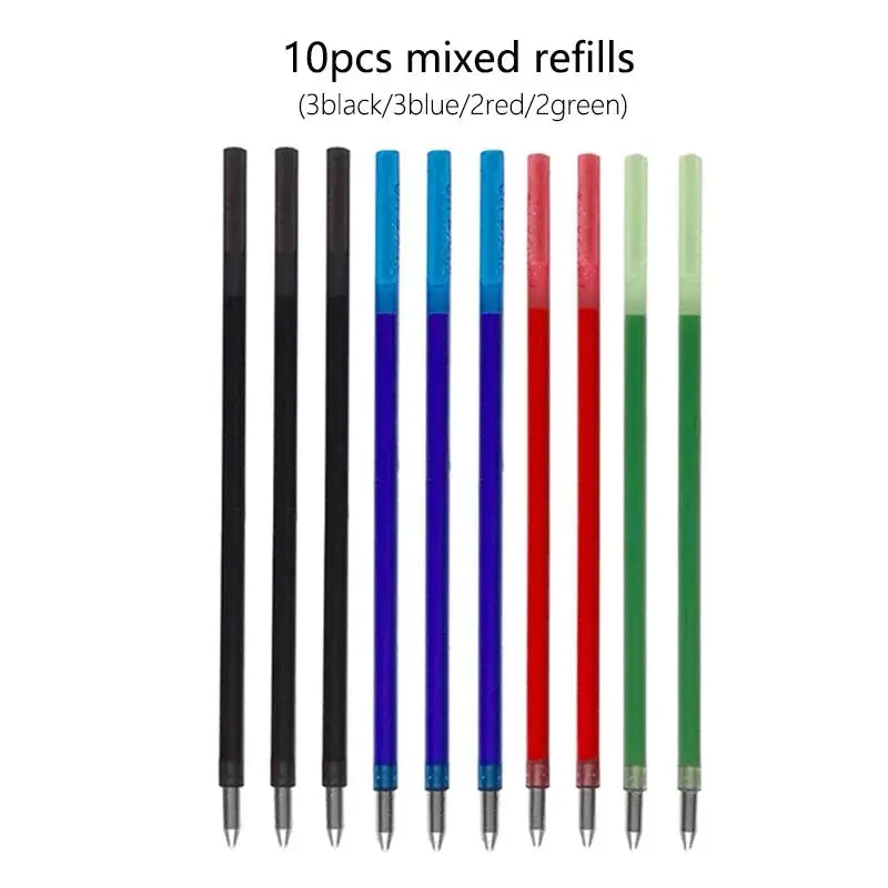 Creative 5 In 1 Erasable Gel Pen 0.7mm Blue Black Red Green Magic Refills 0.5mm Mechanical Pencil Writing Painting Stationery - petguardiansupplies