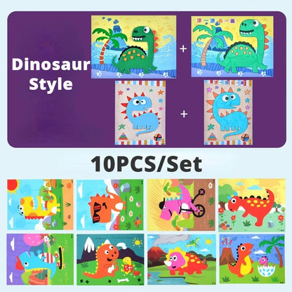 10Pcs Kids 3D EVA Foam Stickers Cartoon Dinosaur Animal Puzzle Game DIY Art Craft Drawing Toy Educational Toys for Children Gift - petguardiansupplies