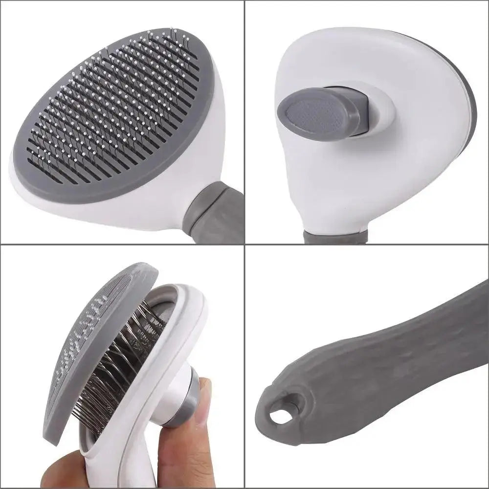 Pet Comb Automatic Hair Removal Comb Stainless Steel Needle Comb Cat Comb Cleaning Household Goods One Click Hair Removal - petguardiansupplies