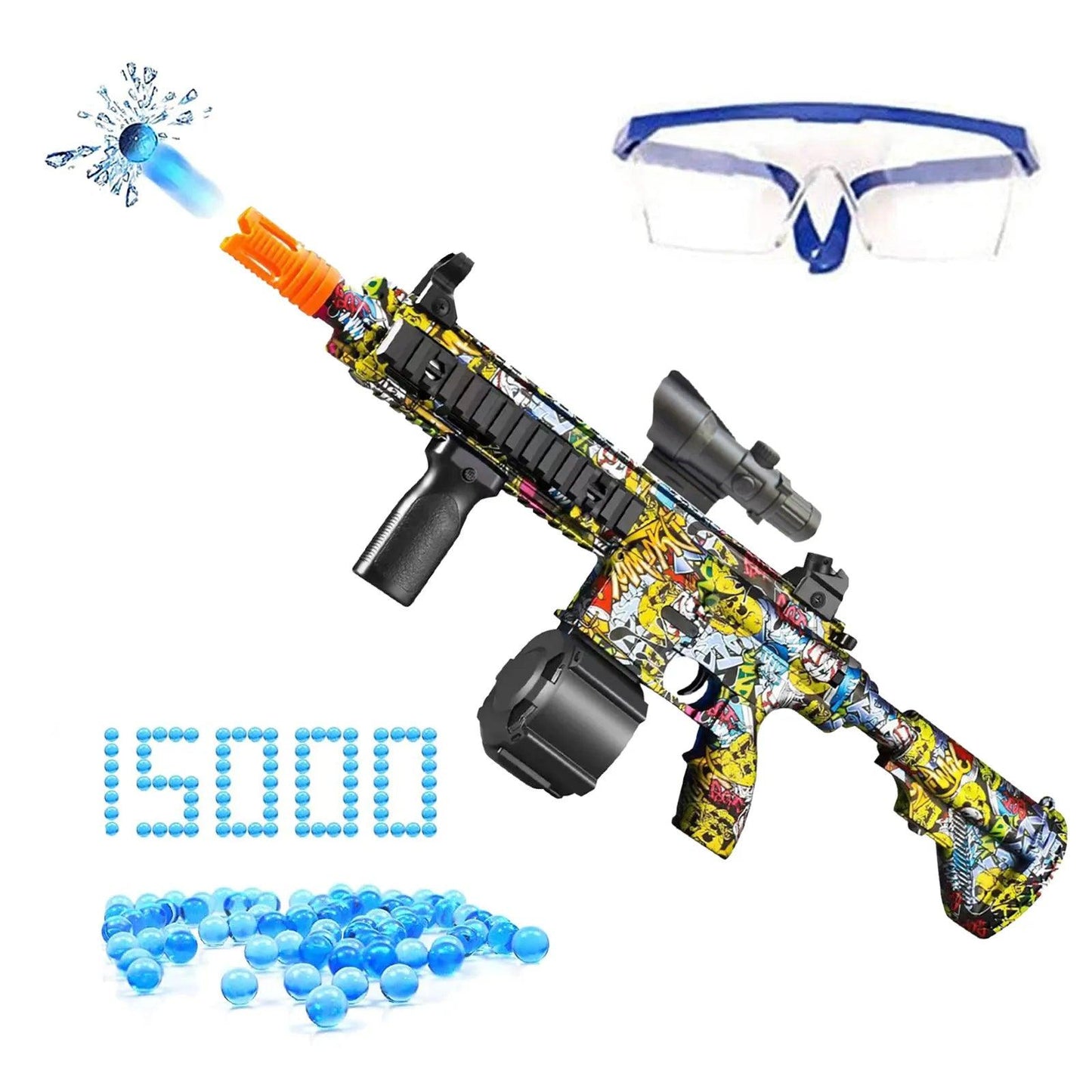 Kids M416 Manual & Electric Splatter Gun 2-in-1 With 15000 Eco-Friendly Water Beads Goggles For Outdoor Toys #3 - petguardiansupplies