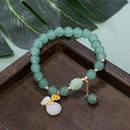 Fashion Exquisite Imitation Jade Beaded Bracelet For Women Chinese Style Peanut Pendant Bangle Lucky Wrist Chain Jewelry Gifts - petguardiansupplies