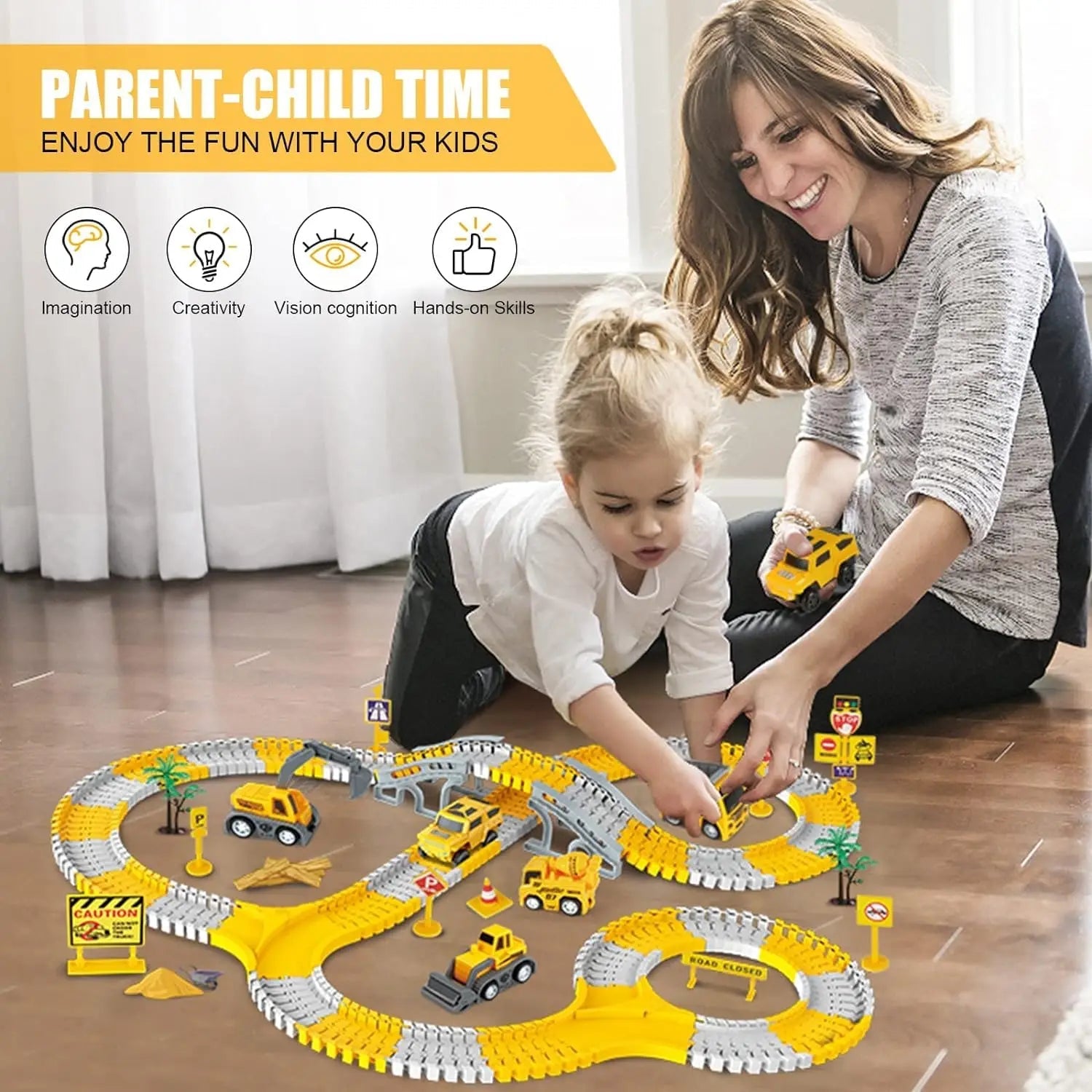 260 PCS Construction Race Tracks for Kids Toys, 2 Electric Cars, 4 Construction Cars, 1 Map & Flexible DIY Track Set for 3+ kids - petguardiansupplies