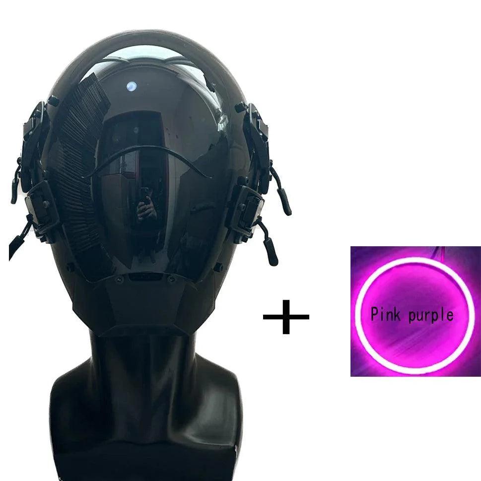 CyberPunk Mask 7 Kinds Of Color Selectable Led Samurai Circular LED Cosplay SCI-FI Helmet Party Toys For Men and Women - petguardiansupplies