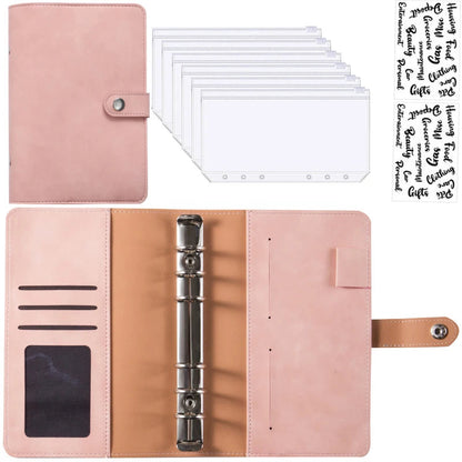 2024 A6 PU Leather Budget Binder Notebook Cash Envelopes System Set,with Binder Pockets for Money Budget Saving Bill Organizer - petguardiansupplies