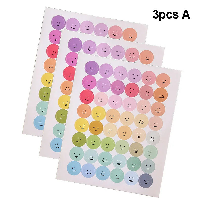 3pcs/set Stickers Cute Smile Face Diary DIY Decorative Stickers Scrapbooking Handmade With Love Kawaii Stationery Supplies - petguardiansupplies