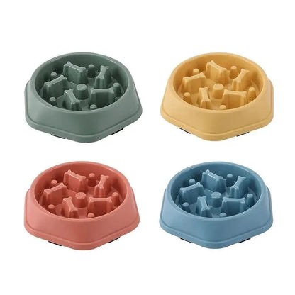 Pet Cat Dog Slow Food Bowl Fat Help Healthy Round Anti-choking Thickened And Non-slip Multiple Colors Shapes - petguardiansupplies