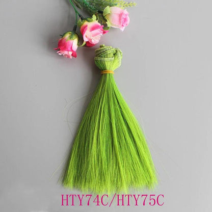 1pcs Doll Hair 15cm 25cm Pink Yellow Purple Green Blue Color Straight Doll Wigs for Russian Handmade Diy Accessory - petguardiansupplies