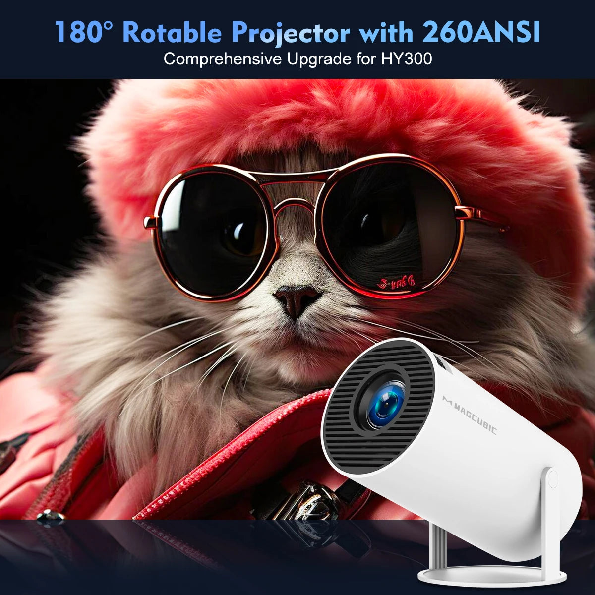 Magcubic Projector HY300 Pro 4K Android 11 Dual Wifi6 260ANSI Allwinner H713 BT5.0 1080P 1280*720P Home Cinema Outdoor Projetor - petguardiansupplies