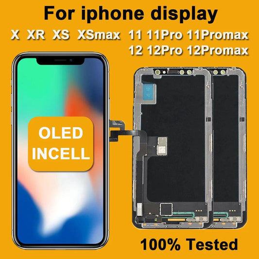 AAA+++ OLED For iPhone X XR Max XS LCD Incell For iphone 11 12 13 Pro Max 13 Mini 14 Plus OLED Display Screen Digitizer Assembly - petguardiansupplies