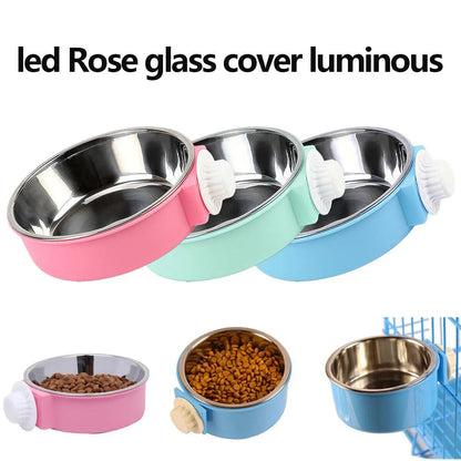 Pet Dog Puppy Stainless Steel Hanging Food Water Bowl Feeder For Cage Crate - petguardiansupplies