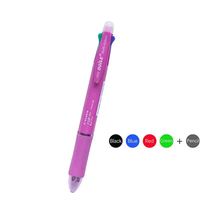 Creative 5 In 1 Erasable Gel Pen 0.7mm Blue Black Red Green Magic Refills 0.5mm Mechanical Pencil Writing Painting Stationery - petguardiansupplies