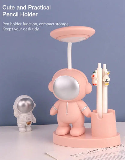 Creative Cute Astronaut Flexible Led Study Desk Lamp with Pencil Sharpener Bedside Color Adjust Table Lamp for Kids Student Room - petguardiansupplies