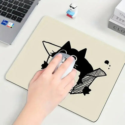 Black Cat Mousepad Small Office Computer Desk Mat Table Keyboard Big Mouse Pad Laptop Cushion Non-slip Deskpad Home Decor - petguardiansupplies