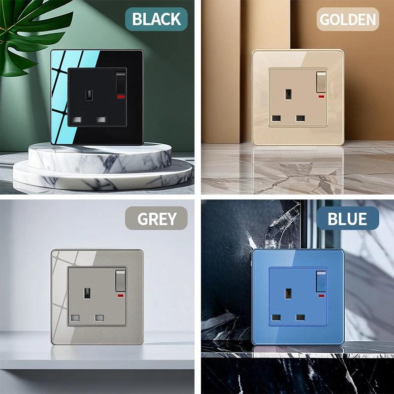 86 Type Tempered Glass Wall Switch Socket Panel Light Switch EU French UK Electrical Wall USB Outlets Socket Plug - petguardiansupplies