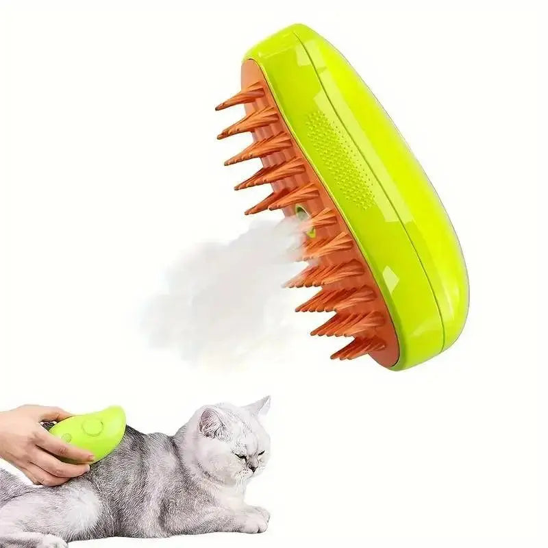 Steamy Dog Brush Electric Spray Cat Hair Brush 3 in1 Dog Steamer Brush for Massage Pet Grooming Removing Tangled and Loose Hair - petguardiansupplies