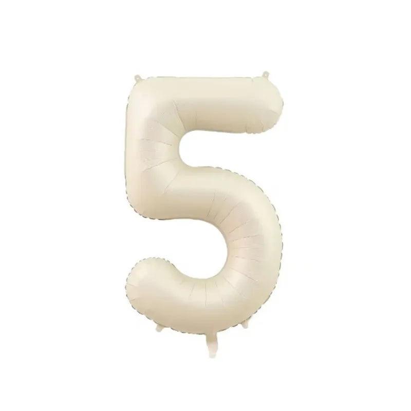 1 Set Beige Birthday Balloons Cream Beige Caramel Number 0-9 Balloon Custom Name Stickers for Birthday Anniversary Party Decor - petguardiansupplies