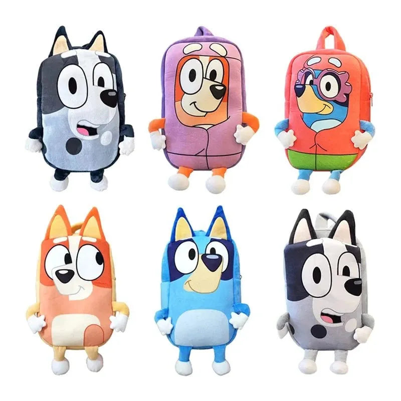 Bluey Family Cosplay Kindergarten Child Cartoon School Bag Bluebin Dog Backpack Kawaii Bluey Orange Dog Children's Backpack Toys - petguardiansupplies