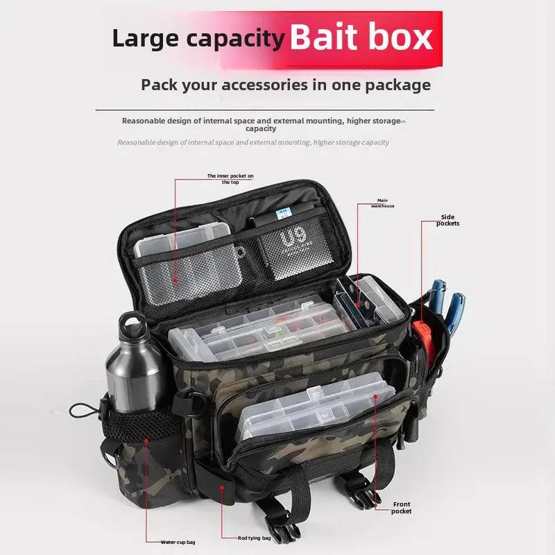 Waterproof Fishing Gear Storage Bag Lure Box Waist Bag Slant Crossbody Single Shoulder Large Capacity Fishing Rod - petguardiansupplies