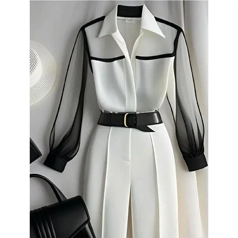 Autumn New Cool White Shirt Pants Set Women's Clothing Old Money Style Suit Jacket Skirt Two Piece Set Fashionable Ladies Outfit - petguardiansupplies