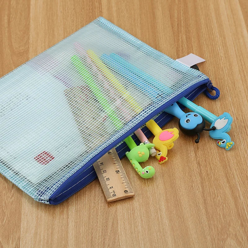 5PCS Stationery Storage Folder File Mesh Zipper Pouch A4 A5 A6 Document Bag Zip File Folders School Office Supplies - petguardiansupplies