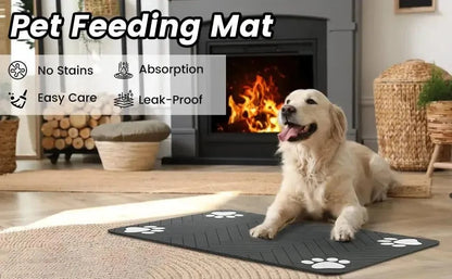 Absorbent Pet Feeding Mat, Waterproof Placemat for Dog & Cat Food & Water Bowls, Quick-Dry Rubber Backing, Non-Slip Pet Mat - petguardiansupplies