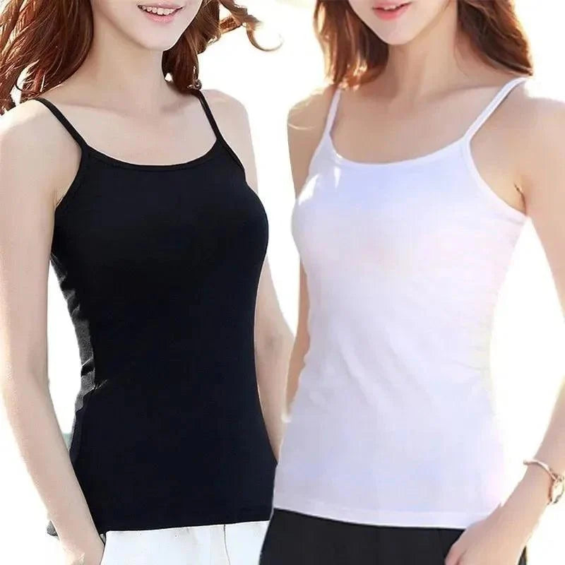 Pure Cotton White Tank Top Women's Summer Inner Wear Trendy Sexy Sleeveless Top Summer Season One-piece Code Send - petguardiansupplies