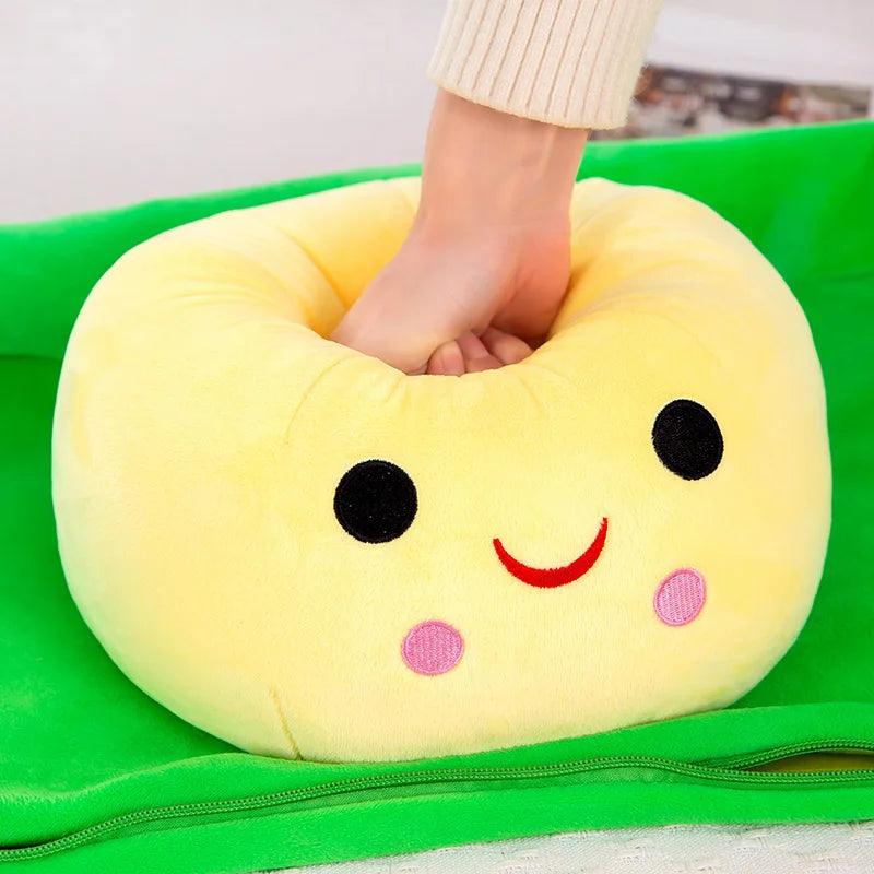 Giant Peas in A Pod Plush Toy Cute Bean Pea Pod Shape Pillow Stuffed Toys Plant Doll Creative Sleeping Pillow Home Decoration - petguardiansupplies