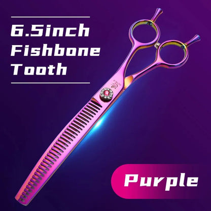 Fenice Professional JP440c 7 inch High quality Pet dog Grooming Scissors Curved thinning Shears Chunker Thinner Scissors - petguardiansupplies