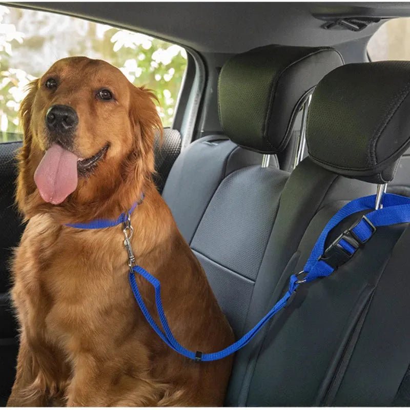 Solid Color Two-in-one Pet Car Seat Belt Nylon Lead Leash Backseat Safety Belt Adjustable Dogs Harness Collar Pet Accessories - petguardiansupplies