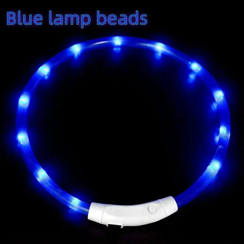 40/50/70cm Led Dog Collar USB Rechargeable Pet Dog Night Luminous Charge Collar Glowing Necklace Collar Safety Night Light - petguardiansupplies