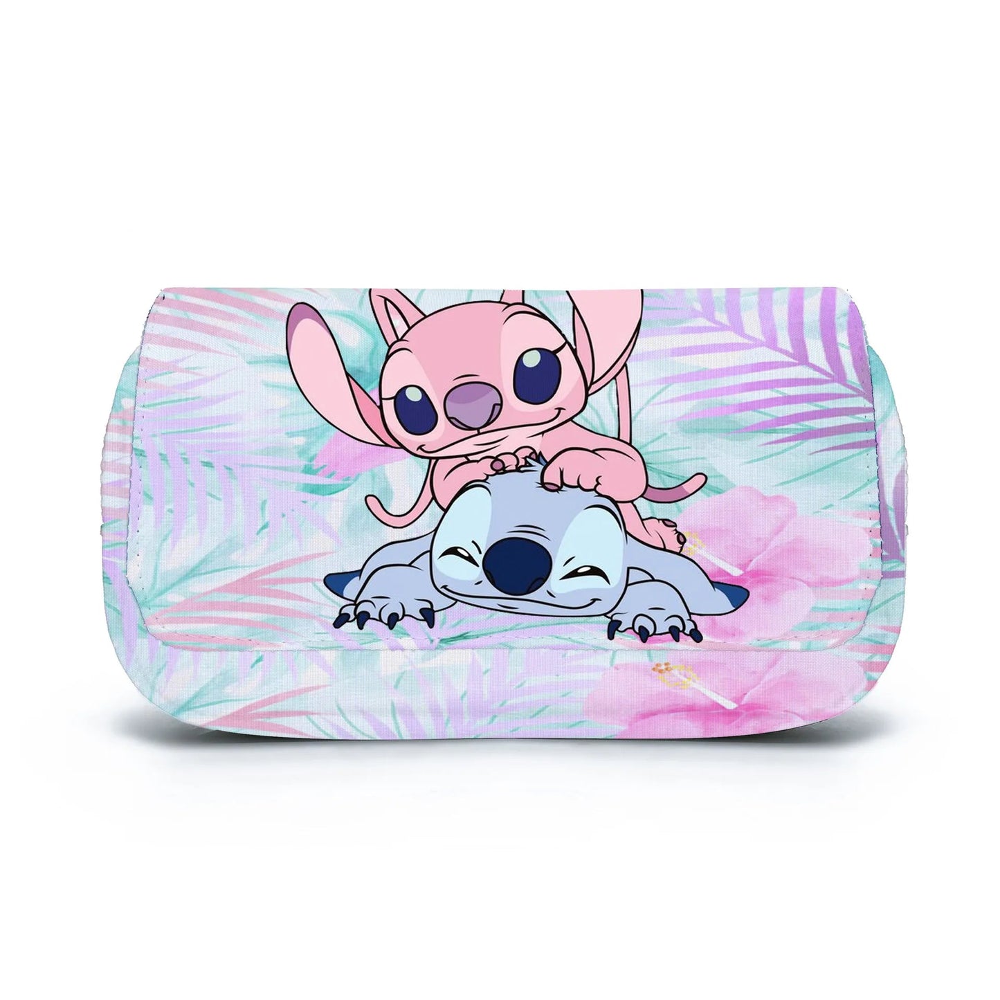 BANDAI Stitch Fully Printed Flap Pen Bag Stationery Box Cartoon Large Capacity Pencil Case Cute Anime Bags Student School Bag - petguardiansupplies