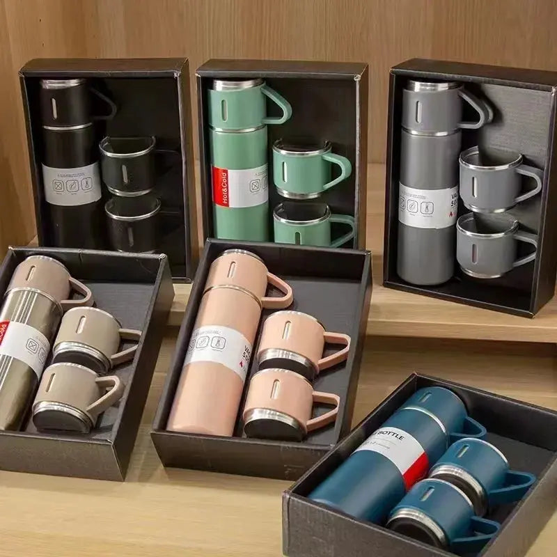 500ML 304 Stainless Steel Vacuum Insulated Bottle Gift Set Office Business Coffee Mug Stainless Steel Water Bottle with Straw - petguardiansupplies