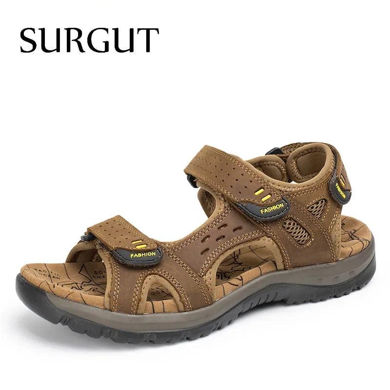 SURGUT Hot Sale New Fashion Summer Leisure Beach Men Shoes High Quality Leather Sandals The Big Yards Men's Sandals Size 38-48 - petguardiansupplies