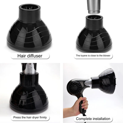 Black Salon Tool Universal Hairdryer Diffuser Cover Adjustable Temperature Resistant Dispersing Drying Hair Dryer - petguardiansupplies