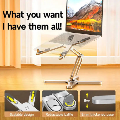 Foldable Laptop Stand 360°Rotation Notebook Table Aluminum Alloy Holder Portable Book Tablet Bracket with Heat Dissipation - petguardiansupplies