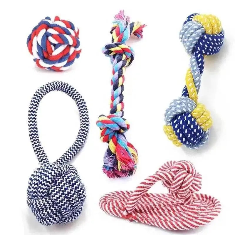 1PC Dog Toy Carrot Knot Rope Ball Cotton Rope Dumbbell Puppy Cleaning Teeth Chew Toy Durable Braided Bite Resistant Pet Supplies - petguardiansupplies