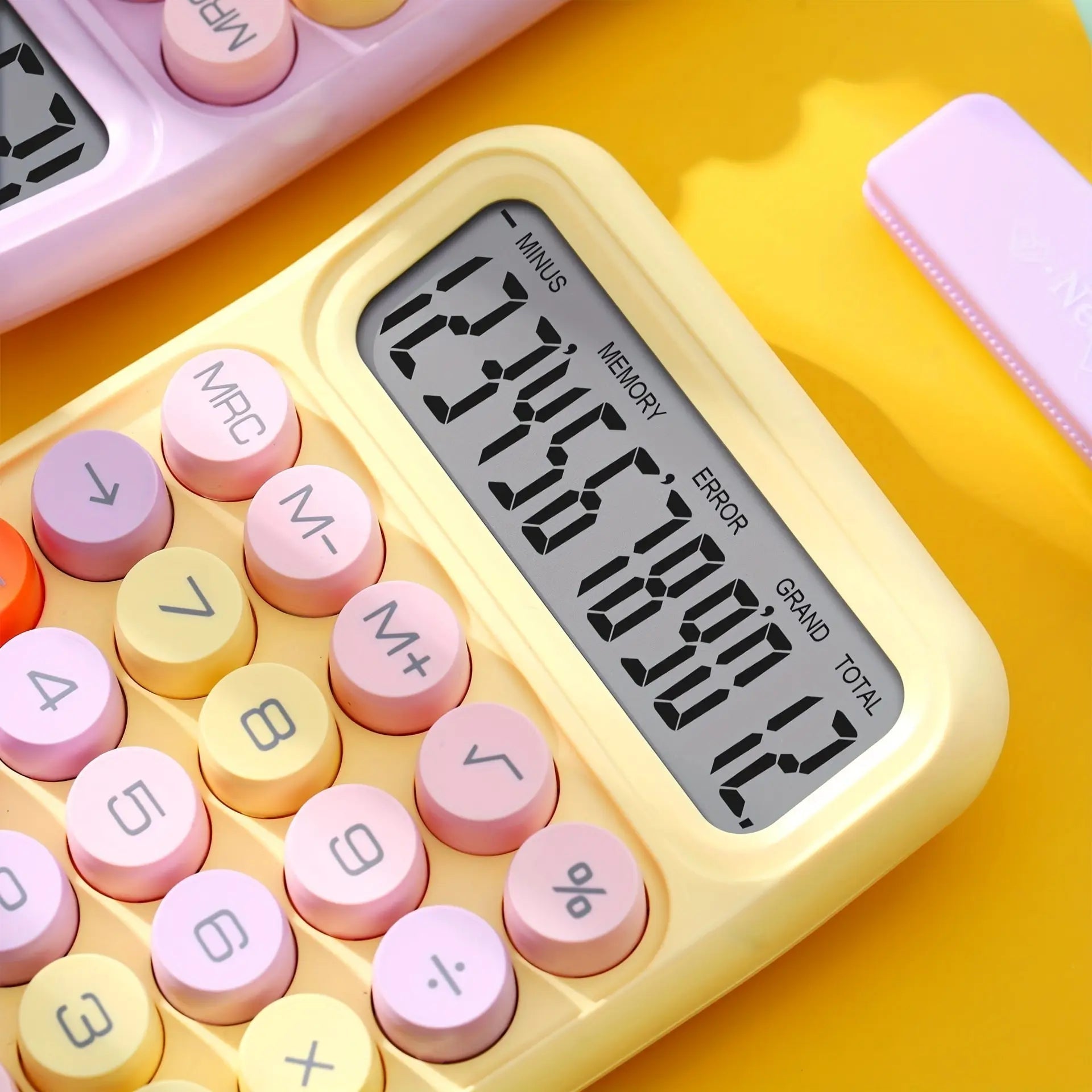 1pc Keyboard Calculator Office 12-digit Mechanical Calculator Cute Candy Color Calculator Desktop Stationery - petguardiansupplies