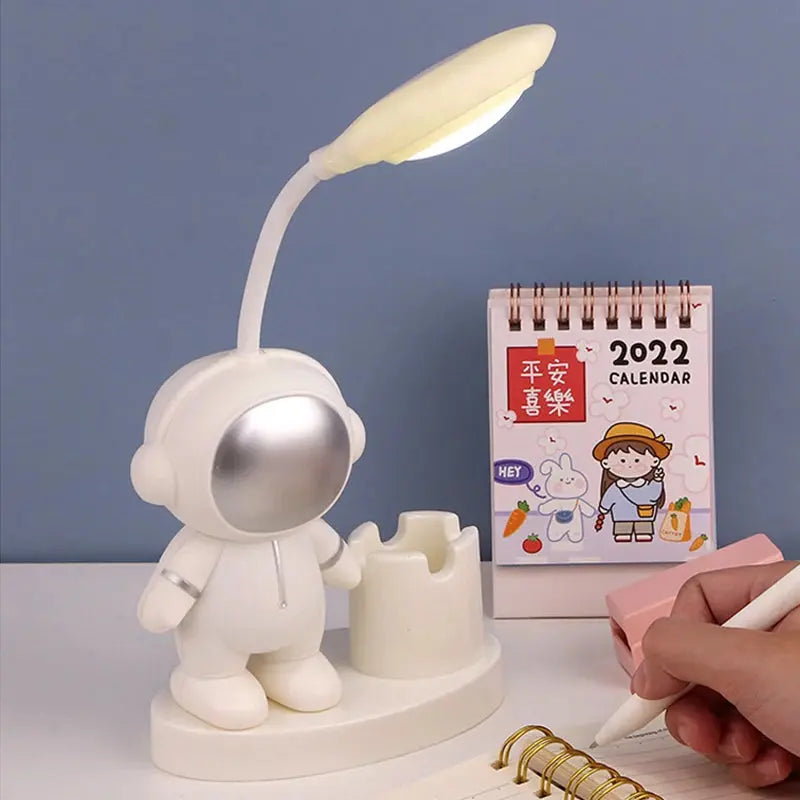 Creative Cute Astronaut Flexible Led Study Desk Lamp with Pencil Sharpener Bedside Color Adjust Table Lamp for Kids Student Room - petguardiansupplies