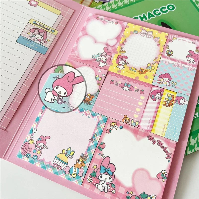 Kawaii Cartoon Hello Kitty Paste Sticky Note Mymelody Cinnamoroll Cute Kuromi Notebook Student School Office Stationery - petguardiansupplies