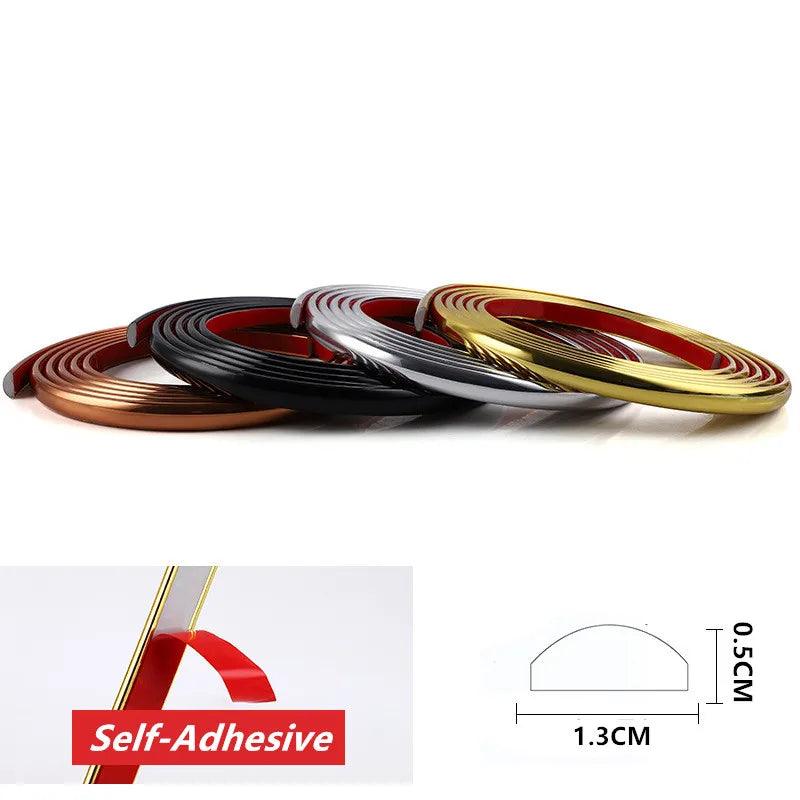 3M Self-adhesive Mirror Frame PVC Molding Trim Wall Trim Line Metal Decor Strip Background Wall Ceiling Line Mirror Frame Decor - petguardiansupplies