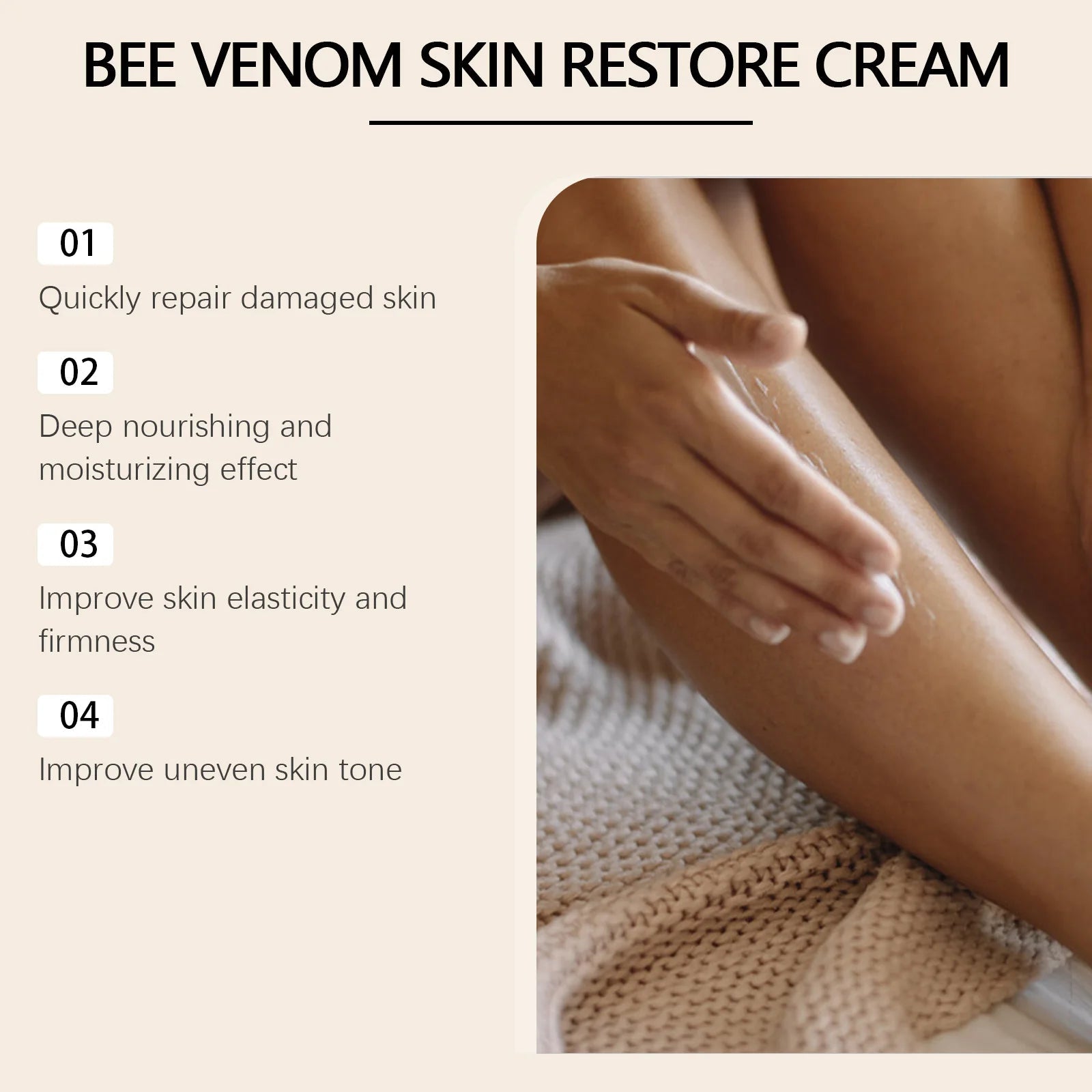 Bee Venom Skin Restore Cream - All Skin Types Anti-Aging Moisturizing Soothing Damaged Skin Repair Cream Portable - petguardiansupplies