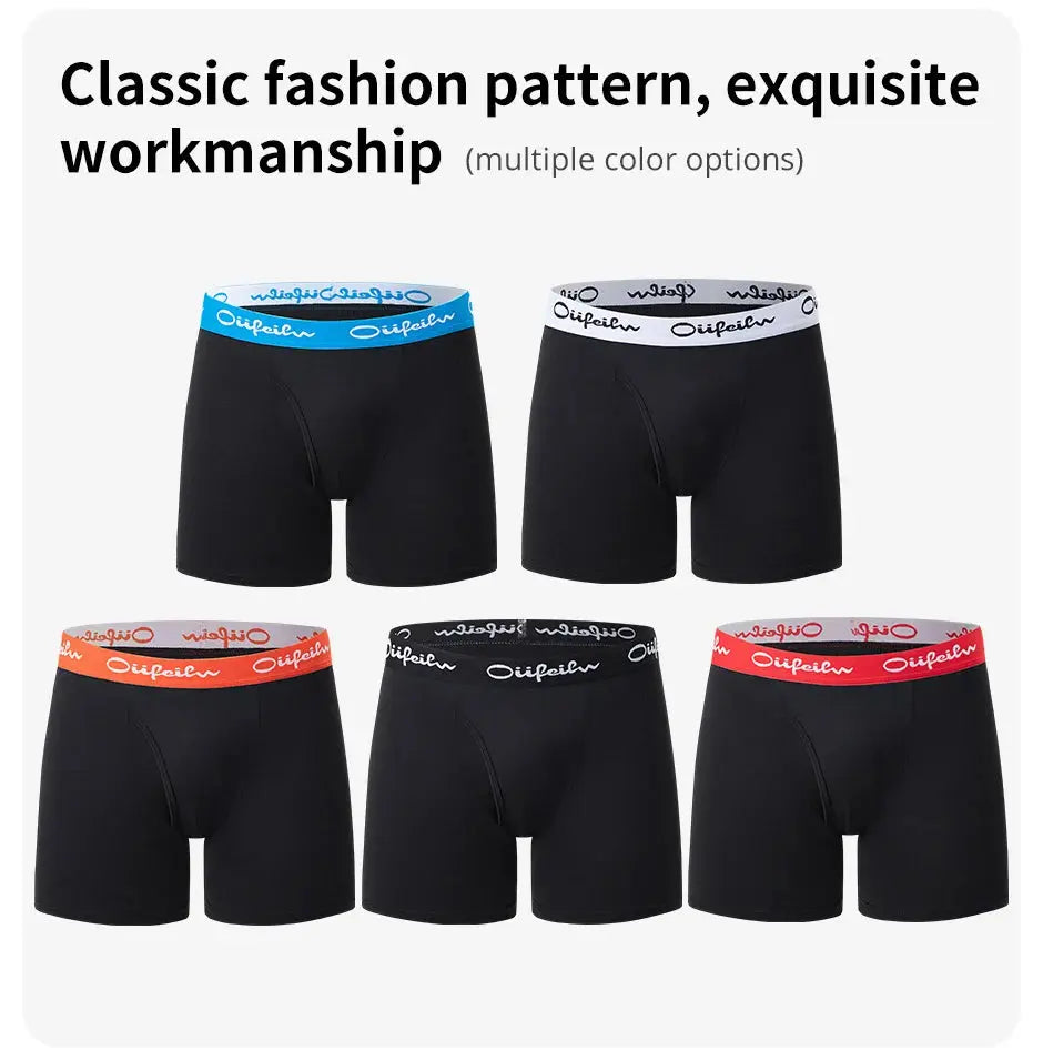 5/10 Pack Multi-size Teenagers To Adults Men's Boyshort Leisure Sports Joker Elastic Waist Long Men's Underwear Can Be Parent-ch - petguardiansupplies