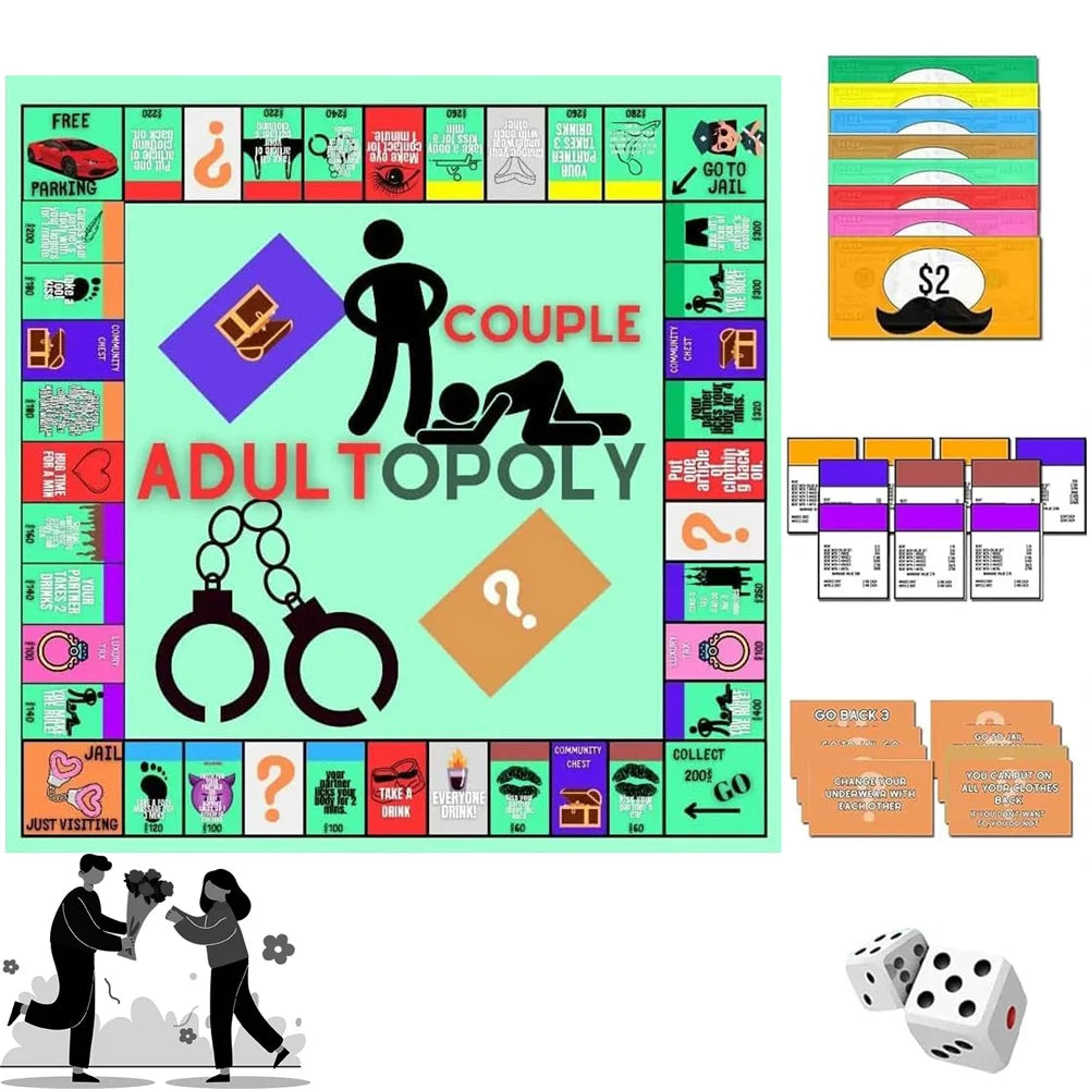 Adultopoly Board Game Couple Board Game Couples Games for Adults Board Games for Adults Relationship Card Game Bedroom Games - petguardiansupplies