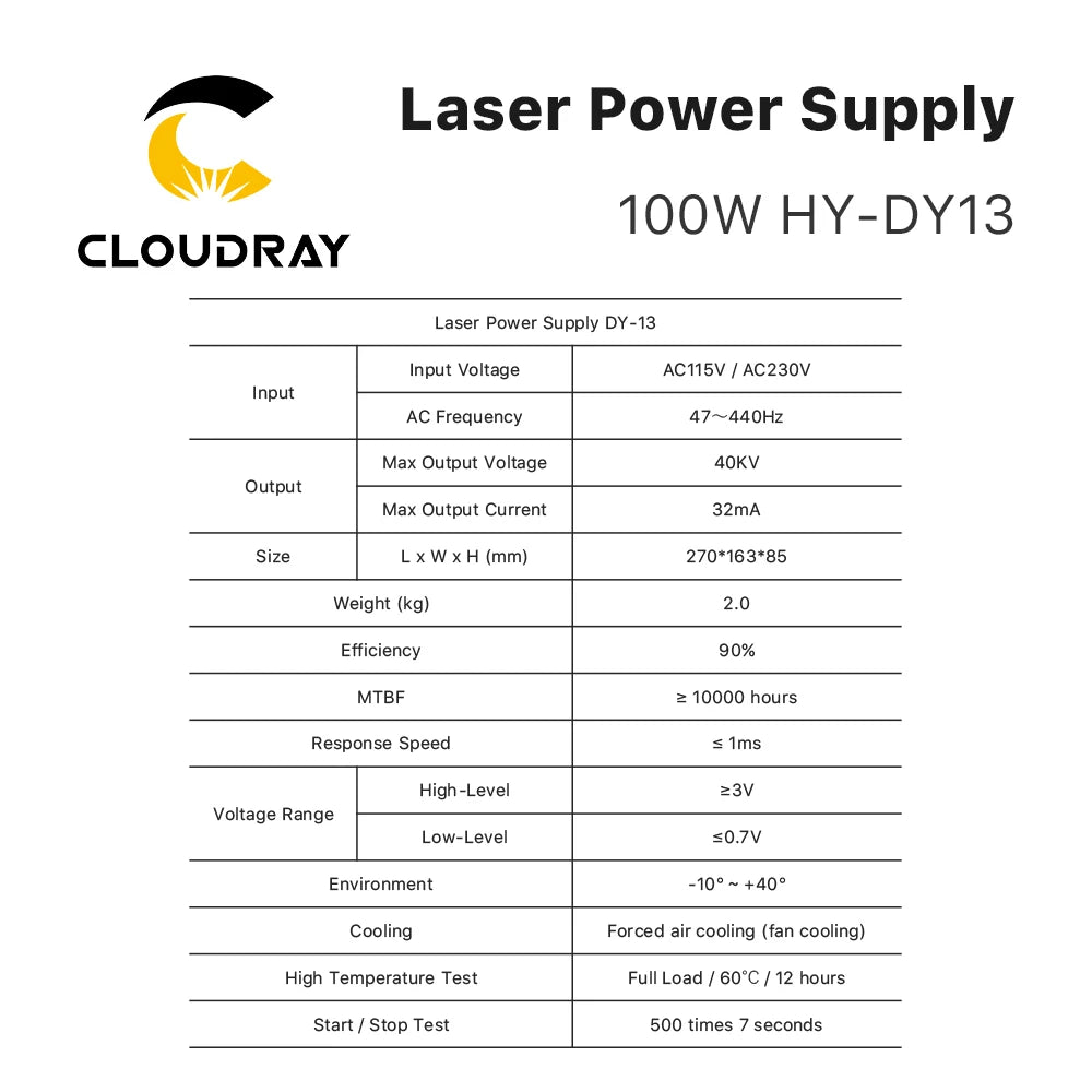 Cloudray DY13 Co2 Laser Power Supply For RECI Z2/W2/S2 Co2 Laser Tube Engraving / Cutting Machine DY Series - petguardiansupplies