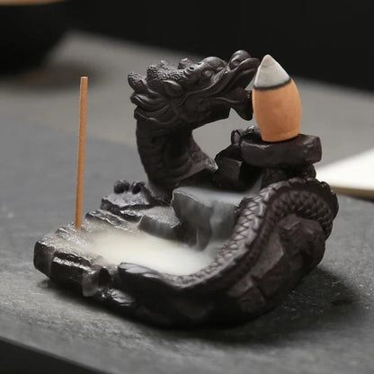 F 2023 hot Dragon Incense Burner Smoke Backflow Best Cone Censer incense Holder mini Office Desk Home Decor Teahouse Ornament - petguardiansupplies