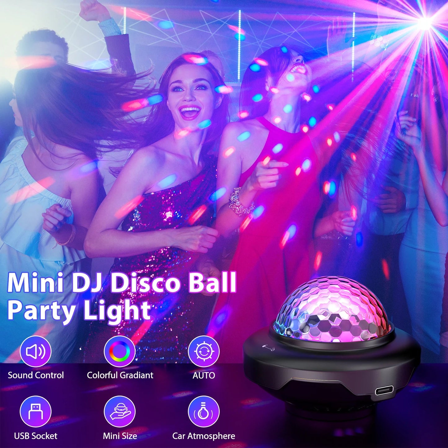 2PCS USB LED Mini Voice-Activated Magic Ball Light Disco Ball - petguardiansupplies