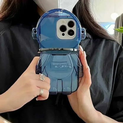 Clear 3D Cartoon Astronaut Phone Case For iPhone  - Shockproof Bumper Kickstand - petguardiansupplies