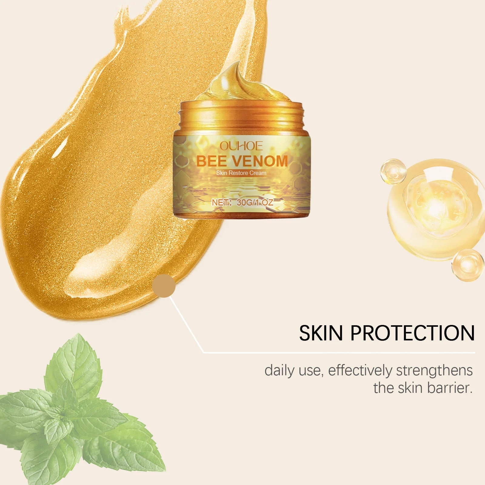 Bee Venom Skin Restore Cream - All Skin Types Anti-Aging Moisturizing Soothing Damaged Skin Repair Cream Portable - petguardiansupplies