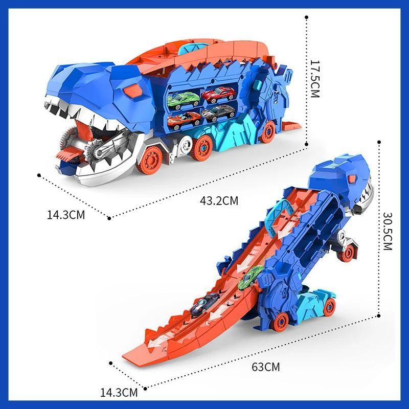 New Product Folding Dinosaur Transporter Car Competitive Game Roll To Eat Car Vehicle Racing Track With Mini Car Kid Gift Toy - petguardiansupplies